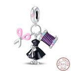 S925 Sterling Silver Princess Golf Hamster Camera Travel Three Piece Set Charms Beads 3mm DIY Fine Jewelry Making Lootquake LLC
