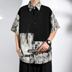 M-5XL Plus Size Mens Short Sleeve Shirt Chinese Traditional Tai Chi Kung Fu Mandarin Collar Frog-Button Clothes Summer Tops Man Lootquake LLC