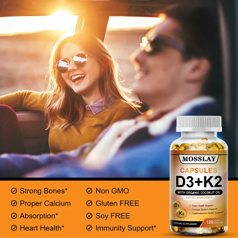 Vitamin K2+D3 Supplement - Promotes Immune System Health and Bone Support