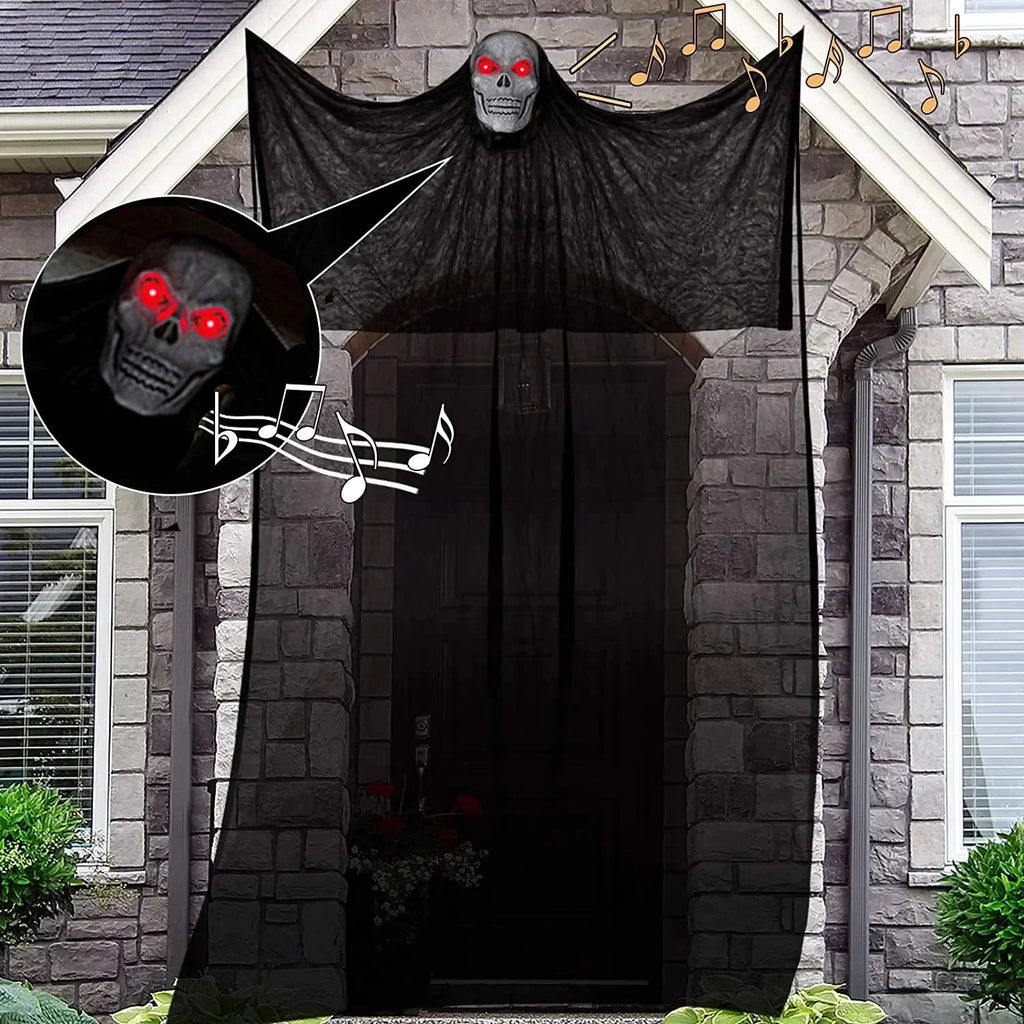 Halloween Hanging Skull Ghost Haunted House Decoration With LED Sound Ghost Ornament Indoor Outdoor Bar Halloween Party Decor Lootquake LLC
