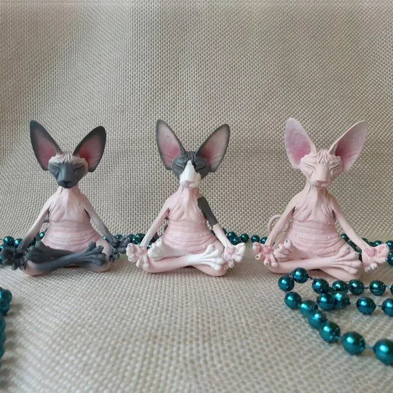 Sphinx Cat Buddha Statue - Meditation Yoga Sculpture for Garden Decor, Fantastical Art & Happy Cat Ornament Lootquake LLC