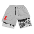 Berserk Skull Print 2 in 1 Running Workout Shorts