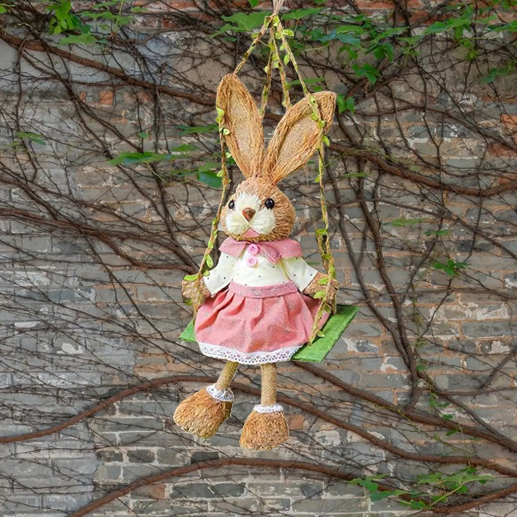 Easter Bunny Pendant Swing Rabbit Hanging Ornament for Dining Room Holiday Collections Display Home Decor Wedding Party Art Gift Lootquake LLC