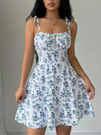 Women's Summer Floral Spaghetti Strap Beach Short Dress,Womens Dresses,Woman Clothing,Woman Clothes,Sundress,New In Dress 2025