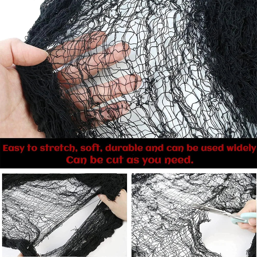 76x183cm Halloween Decorations Black Creepy Gauze Cloth Window Table Door Net Spooky Fancy Dress Party Haunted House Wall Decor
