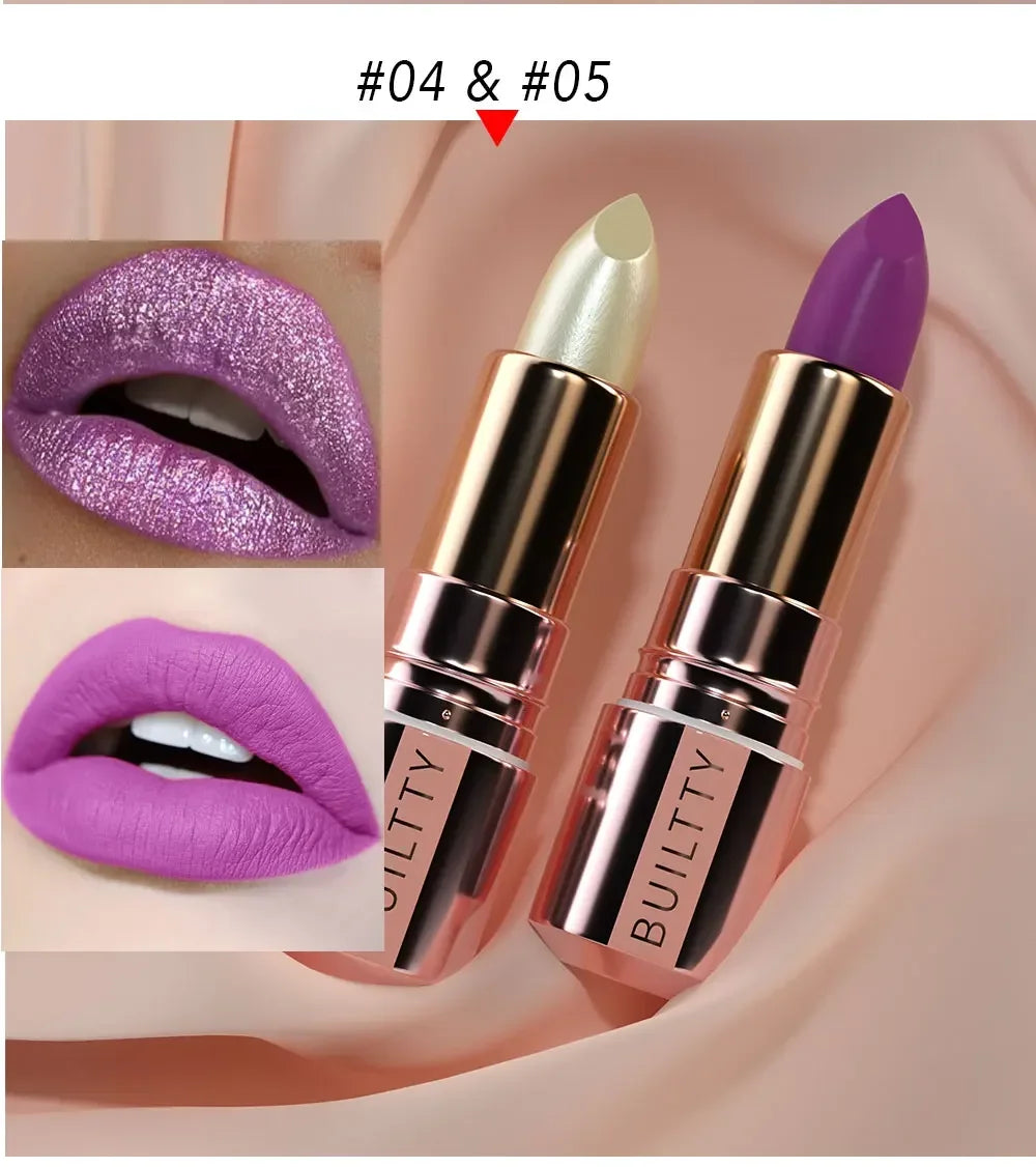 Pearl White Exhibitionist Lipstick Nude Red Pink Matte Lipstick Long Lasting Smudge Proof Waterproof Non-Transfer Formula