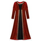 Girls Velvet Medieval Princess Dress Long Sleeve Renaissance Retro Robe Ancient Roman Long Dress for Halloween Carnival Party