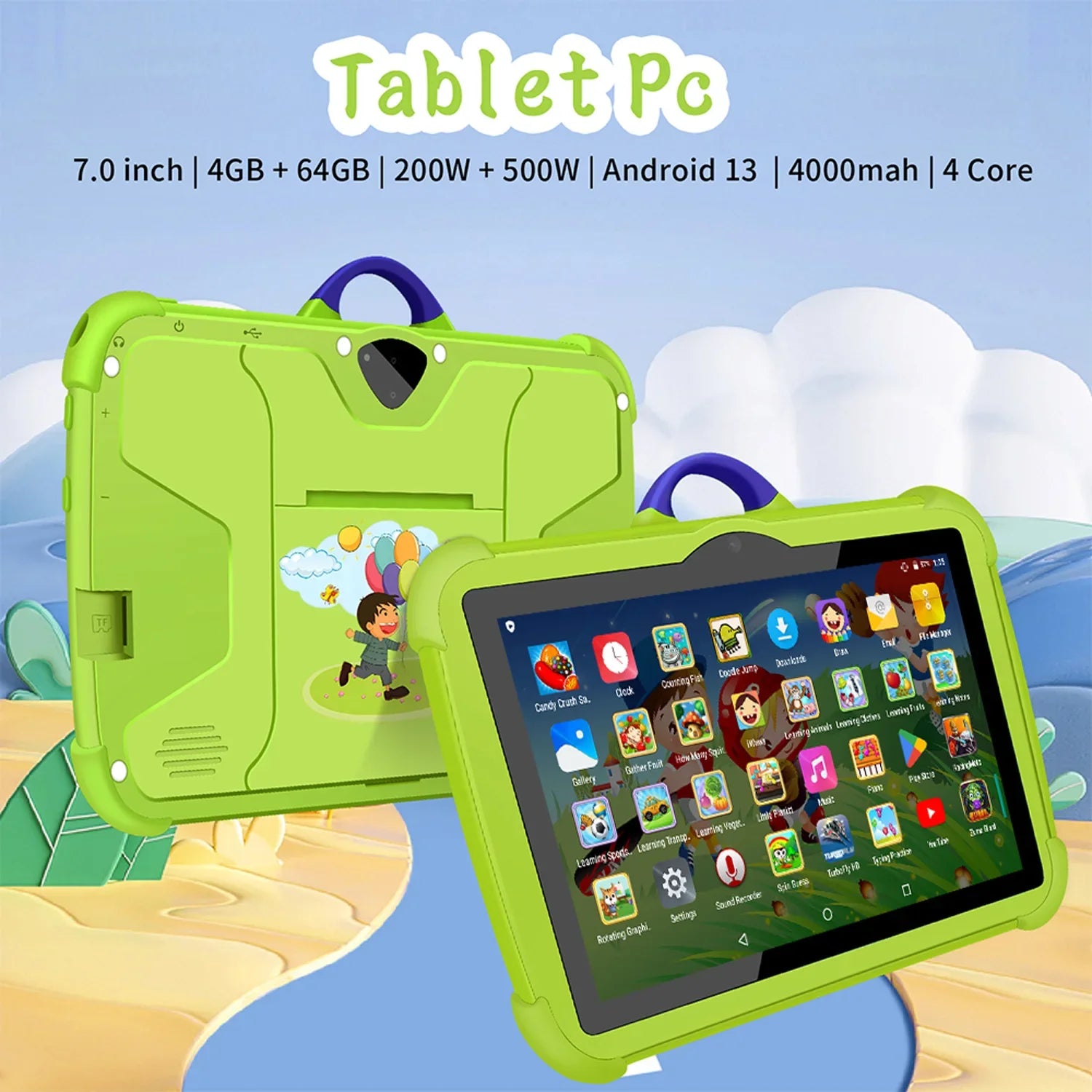 2025 New 5G WiFi 7 Inch Tablet For Children Learning Education Kids' tablets Quad Core 4GB RAM 64GB ROM Dual Cameras Android 13 Lootquake LLC