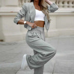 Women’s 2-Pc Blazer & Wide Leg Pants Suit