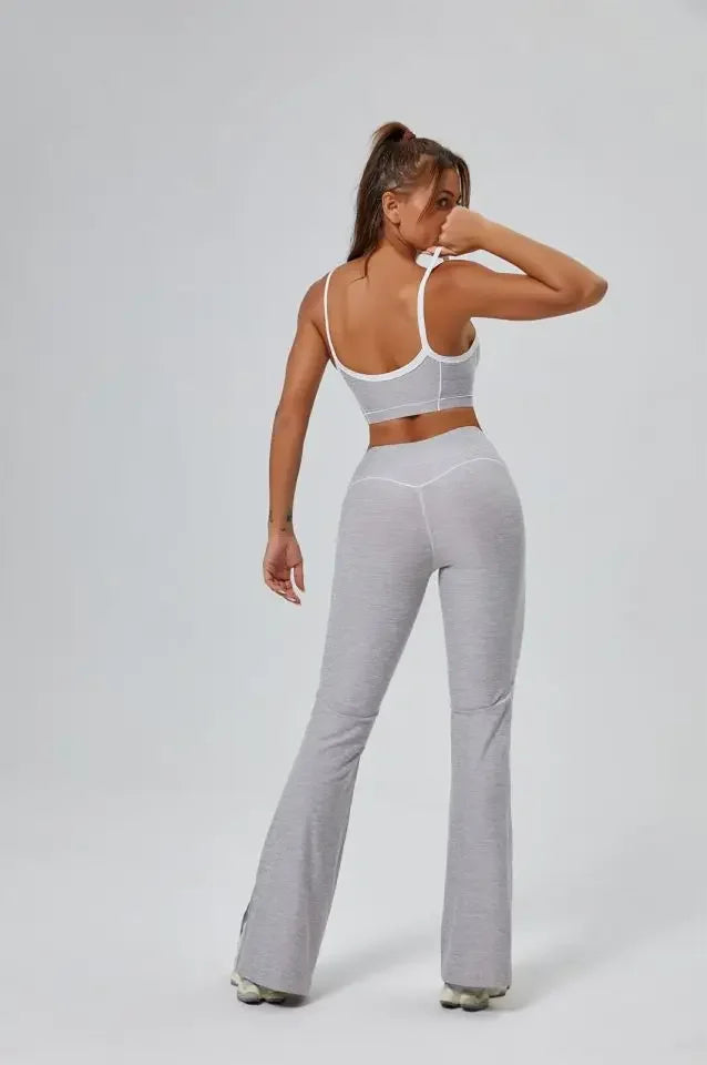 FlareLift Yoga Set: High-Waist Pants & Backless Bra THRIXINE