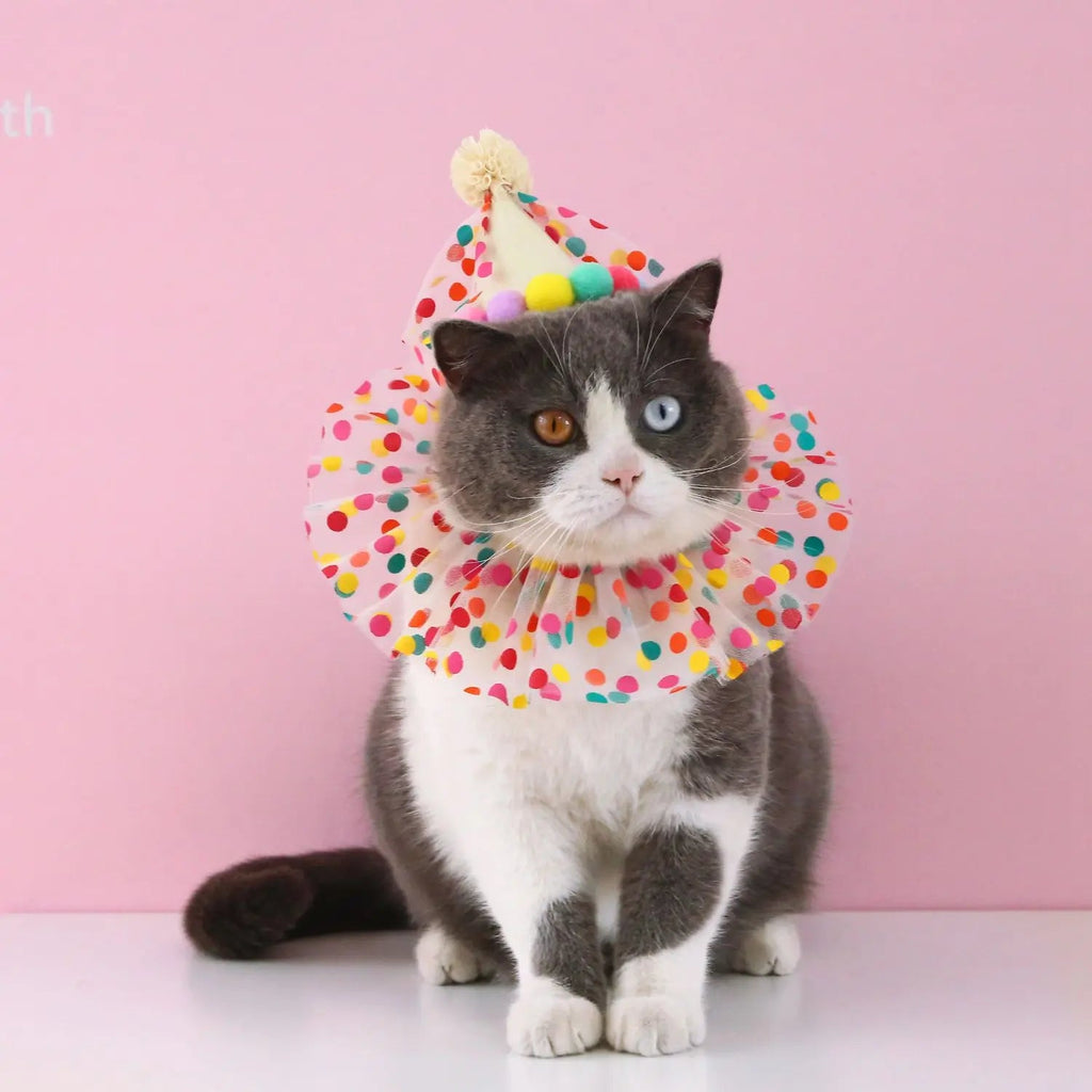 Pet Dog Birthday Party Dog Hat Candy Color Dot Lace Cat Bib Suit Cute Small Medium Dogs Costume Cap Pet Products Accessories Lootquake LLC