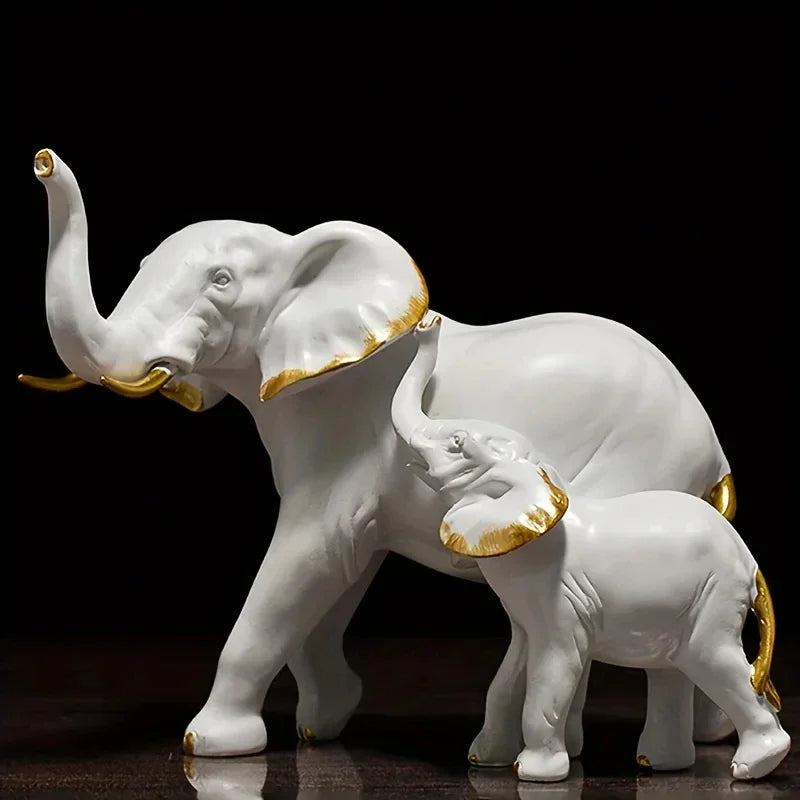 1pairs Creative Modern Decor Animal Resin Elephant Statues & Figurines Sculpture Living Room Table Ornaments Crafts Lootquake LLC