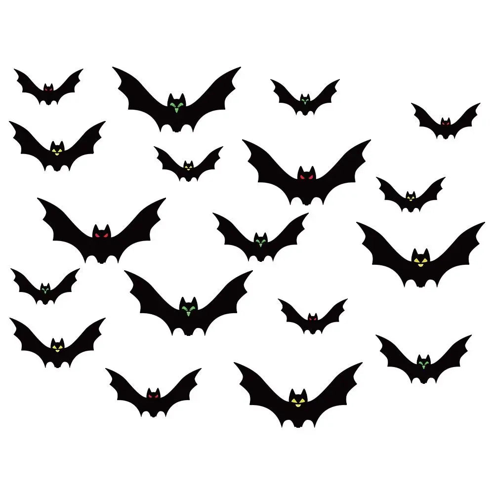 Funny Spooky Halloween Bat Decorations with Eyes Trick or Treat Bats Wall Decor Realistic Simulation Bat Pendant Halloween Party Lootquake LLC