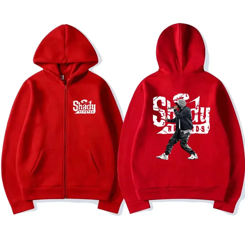 Rapper Eminem Slim Shady Music Rap Fashion Zip Up Hoodie Hip Hop Oversized Hooded Zipper Sweatshirt Casual Streetwear Coats Male Lootquake LLC