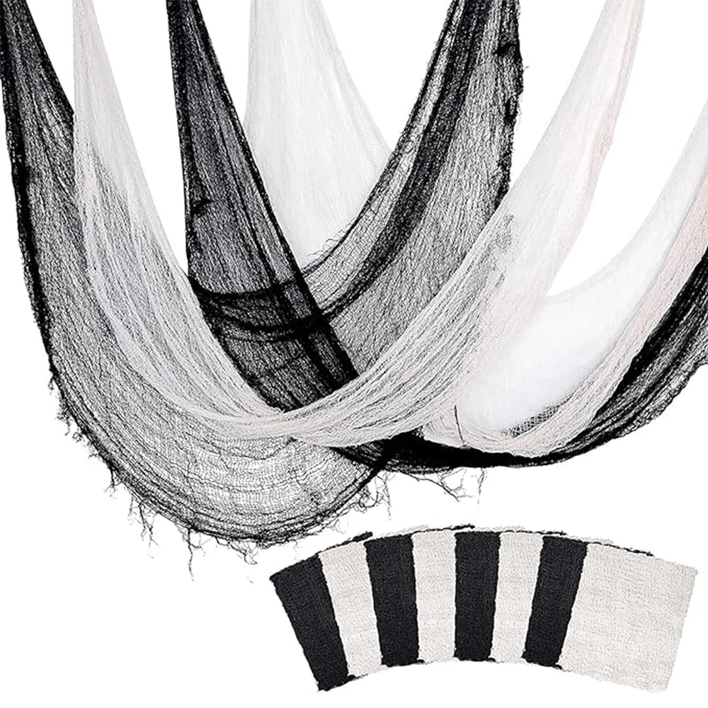 Halloween Decoration Black White Creepy Cloth Spooky Gauze Fabric Window Door Cover Scary Party Horror House Props Hallow Favors Lootquake LLC