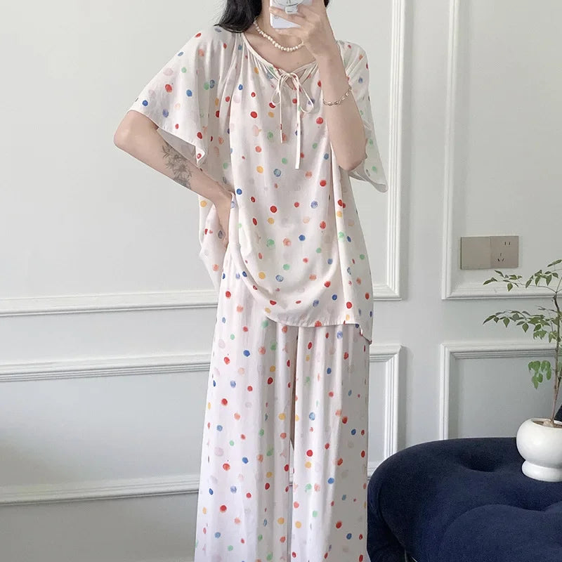 Sleepwear Women's Clothing Summer Blouse Cotton Silk New Thin Home Loose Casual Comfortable Premium Soft Simple  National Style Lootquake LLC