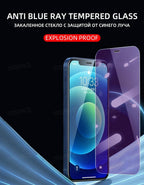 2Pcs Anti Blue Ray 9H Tempered Glass for iPhone X XS MAX XR 11 12 13 mini 14 Pro Max 6 6S 7 8 Plus SE 2020 Screen Protector Film Anti Blue Light Tempered Glass Screen Protector for iPhone Stevvex