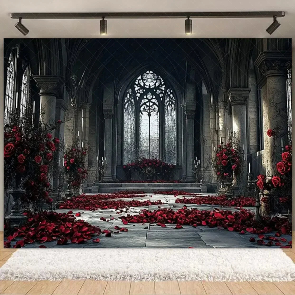Halloween Decorations  Vintage Castle Wall Backdrop Photography Photos Stone Arched Door And Windows Design Studio Party Decor Lootquake LLC