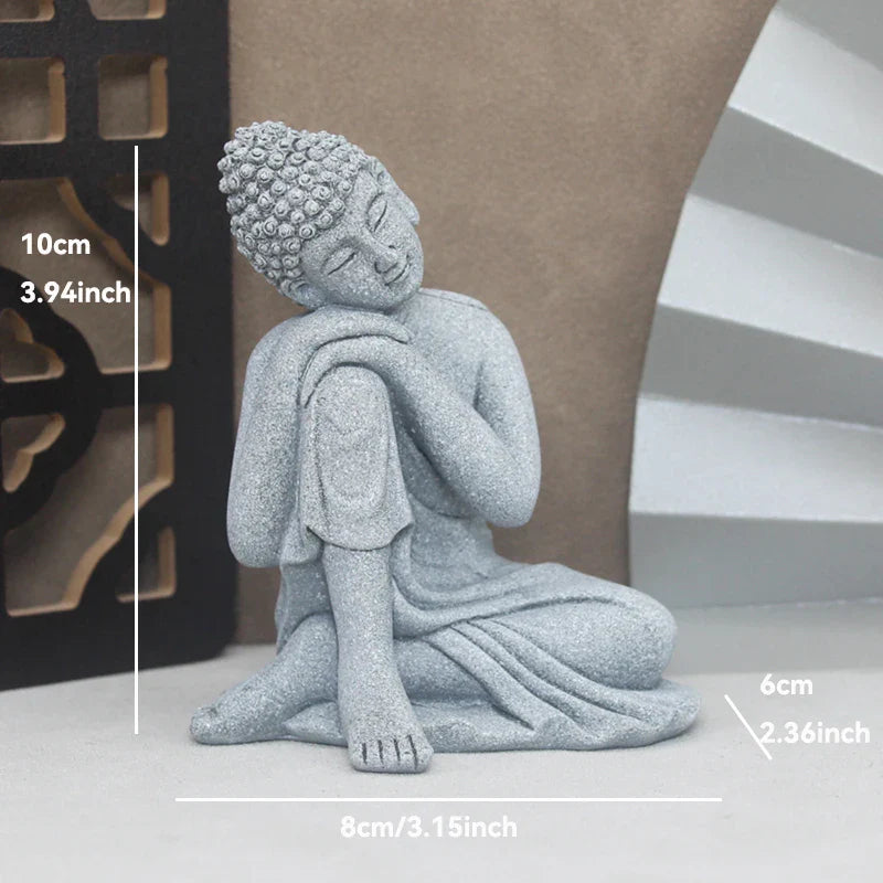Buddha Stone Statue Little Buddhist Monks Tibetan Buddhism Figurines Zen Garden Ornament Meditation Home Aquarium Decoration Lootquake LLC