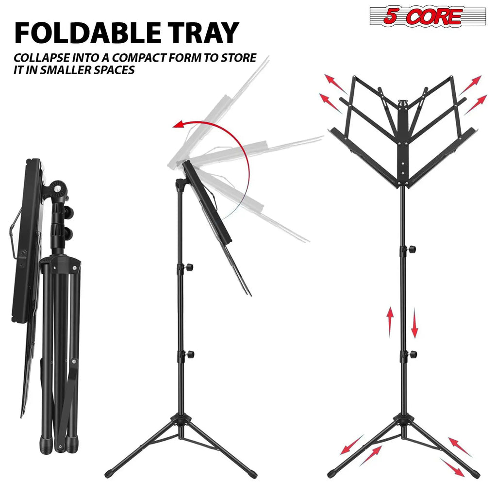 All Metal Portable Sheet Music Holder Stand Adjustable Desktop Book Stands Foldable Bookstand-MUS FLD BLK Lootquake LLC