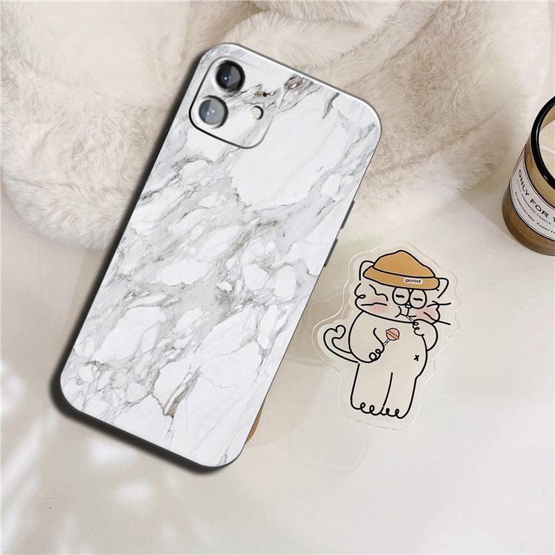 Luxury Marble Texture Phone Case For iPhone X XR XS 7 8 6S 6 5 Plus Silicone Anti Fall Back Cover Ultra Thin Soft Silicone Protective Shockproof and Scratch Resistant with Cute Design Pattern Case Stevvex