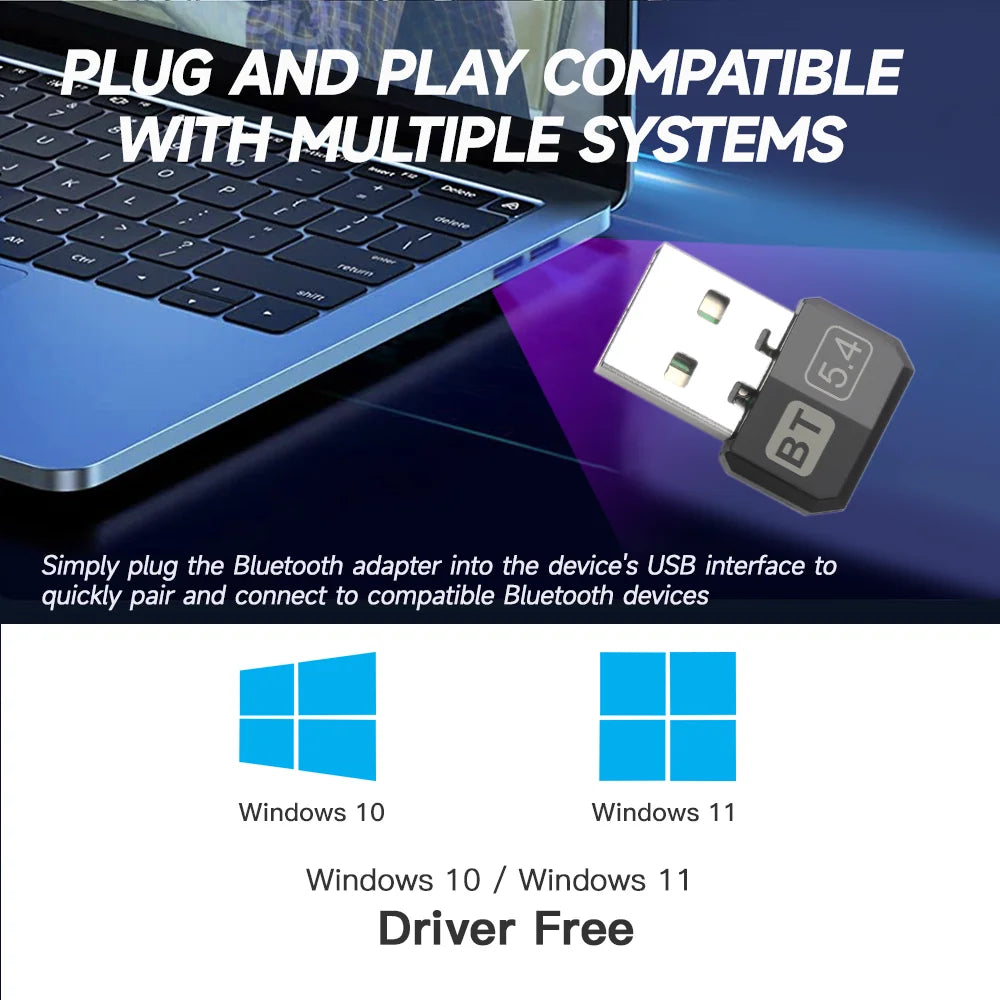 USB Bluetooth 5.4 5.3 Dongle Adapter for PC Speaker Wireless Mouse Keyboard Music Audio Receiver Transmitter Drive free Lootquake LLC