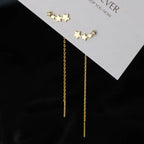 925 Silver Earring For Women Long Tassel Earrings Ear Line pendientes Fashion Zircon Star Drop Earrings