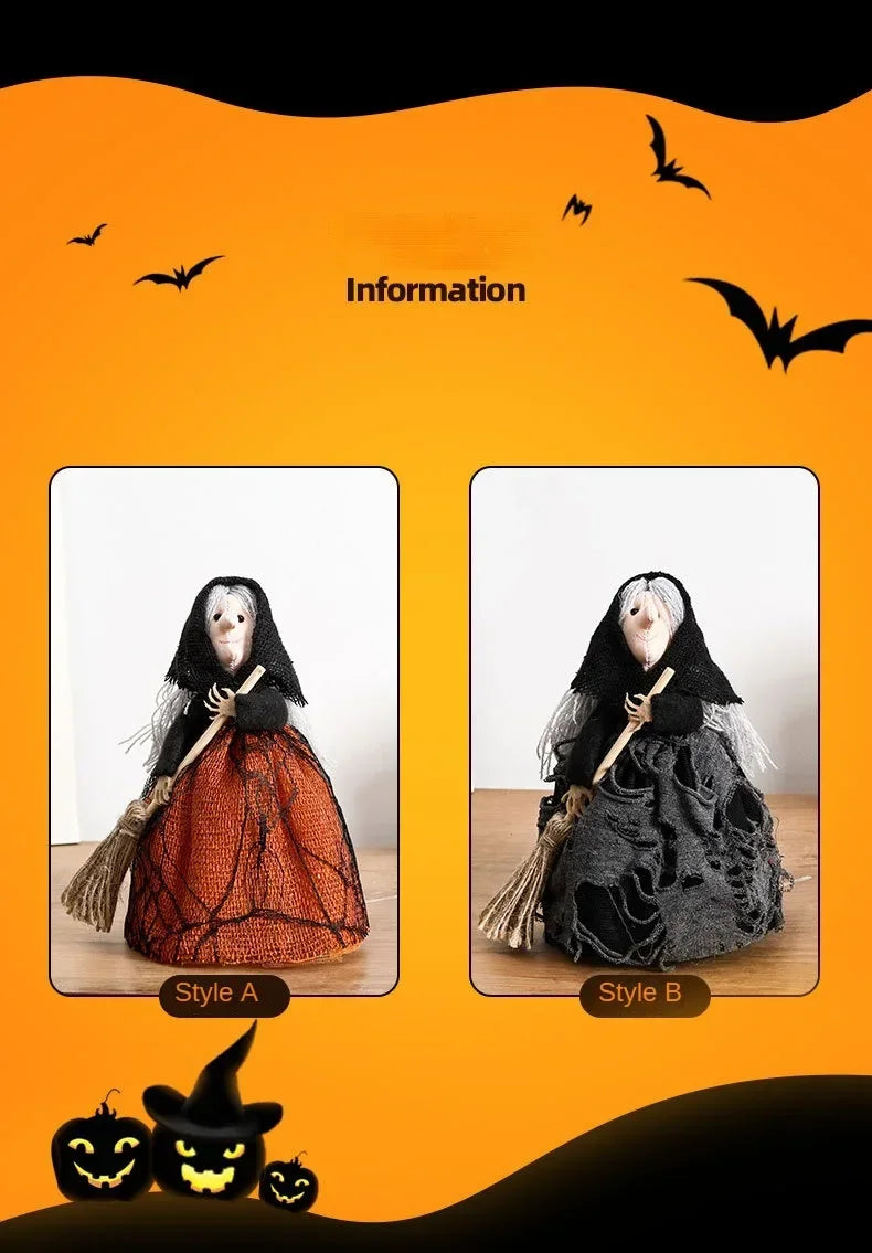 Halloween Witch Decoration with Broom for Home Garden Porch Party Hanging Decor Indoor and Photography Prop Home Accessories Lootquake LLC