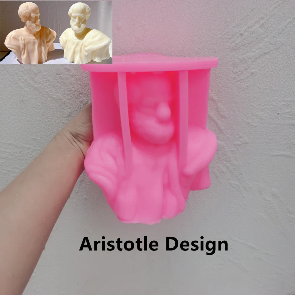 Aristotle Statue Candle Mold Greek Philosopher Bust Silicone Molds Greek Art Man Sculpture Wax Tool Tabletop Ornament Lootquake LLC