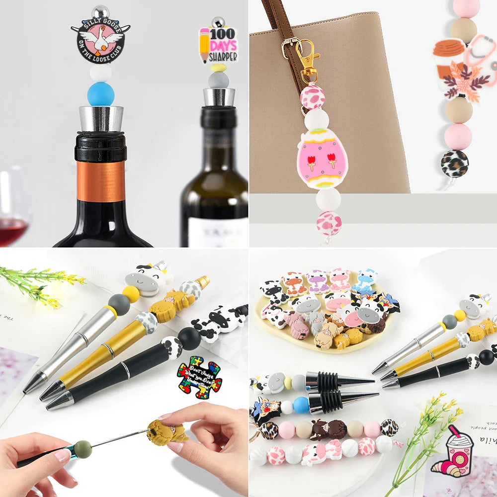 Kovict 5/10Pcs New Focal Silicone Beads Easter Series Bead For Jewelry Making DIY  KeyChain Bracelet Necklace Pen Accessories Lootquake LLC