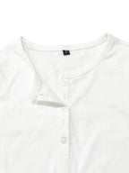 Ribbed Bliss: Women's Button Front Tee THRIXINE