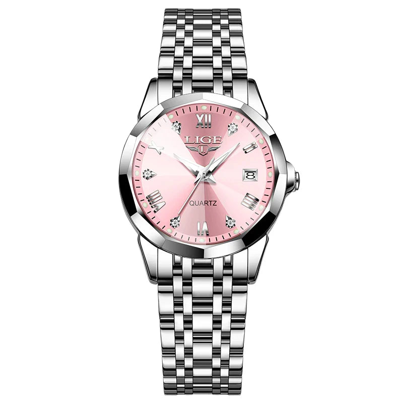 Women's Blue Sunburst Dial Two Tone Stainless Watch