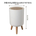 Imitation wood grain high foot garbage bin, press type with lid, household high-end feeling, light luxury garbage bin Lootquake LLC