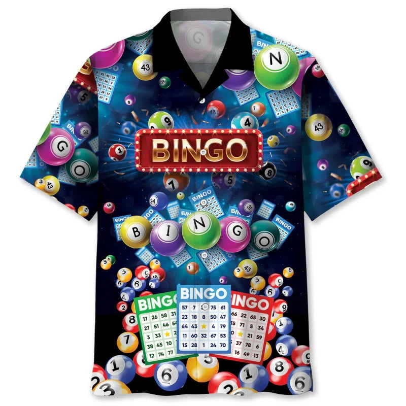 Full Print Mens Retro Bingo Game Hawaiian Shirt New In Summer Short Sleeve Button Up Beach Blouse Casual Men's Aloha Shirt Tops Lootquake LLC