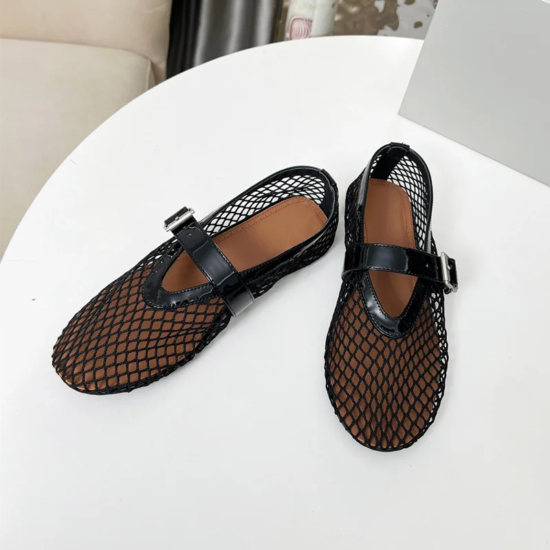 Summer Women's Shoes  breathable fishing net hollowed-out Roman-style flat women's sandals Mary Jane shoes Lootquake LLC
