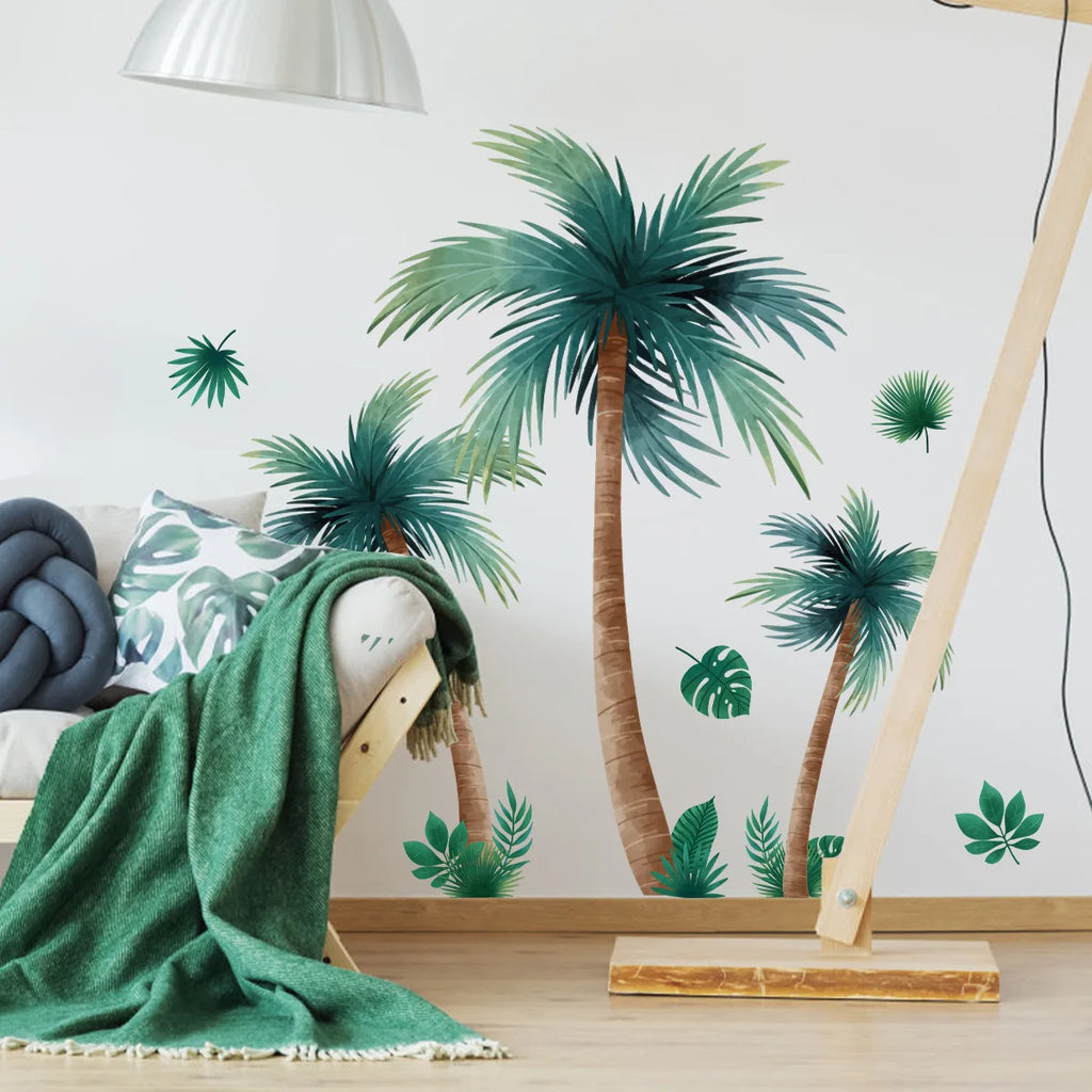 Giant Plant Palm Tree Vinyl Tile Wall Stickers For Bedroom Accessories Wallpaper Wall Decor Room Decor Living Room Decoration Lootquake LLC