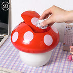 Cute Garbage Can Waste Bin with Lid Detachable Collect Rubbish Red Mushroom Table Desk Binwastebaske Mini Household Accessories