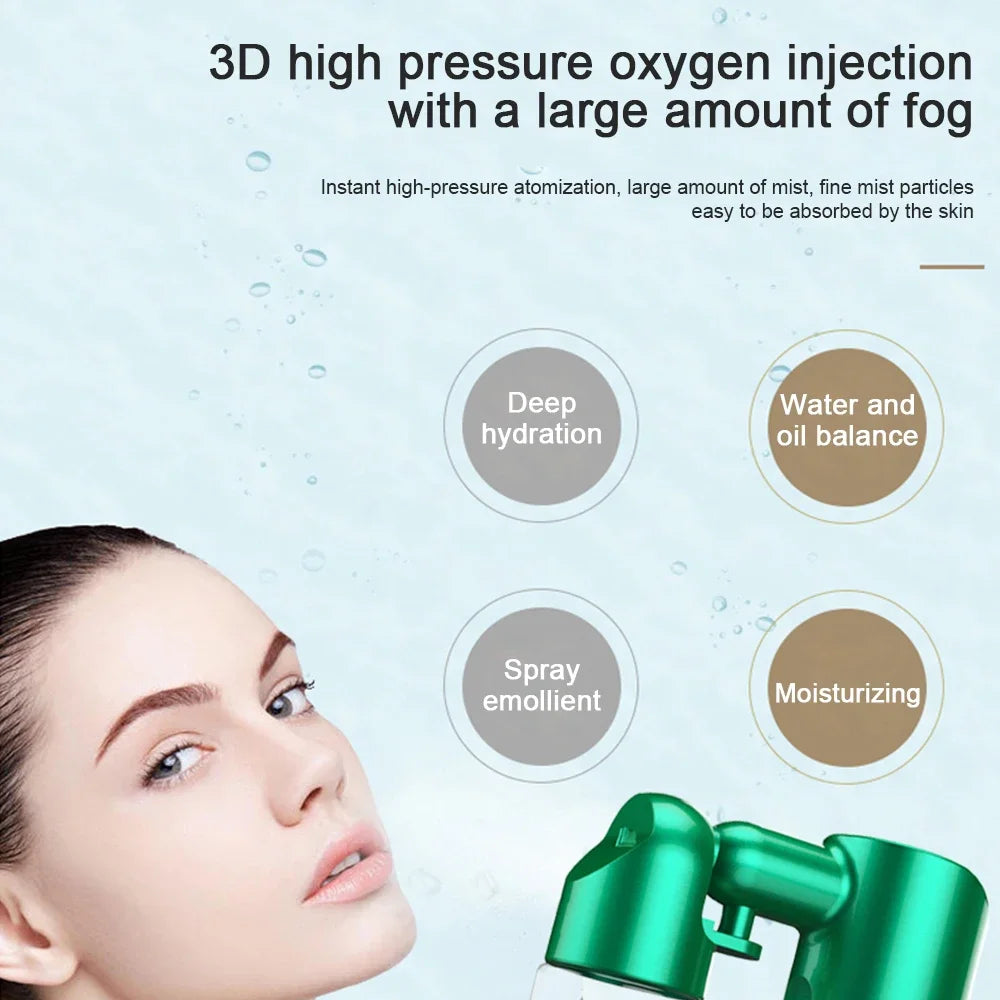 New 80ml Oxygen Injection Instrument Water Replenishing Spray Household Hand-held Face Cold Spray Humidifier Beauty Health Lootquake LLC