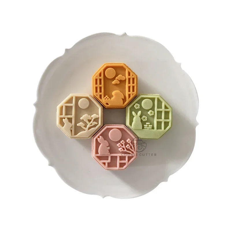 4Pcs/Set Easter Mooncake Mold Bunny Shape DIY Hand Pressure Pastry Mold Mid Autumn Festival Fondant Cake Mould Decoration Tool Lootquake LLC