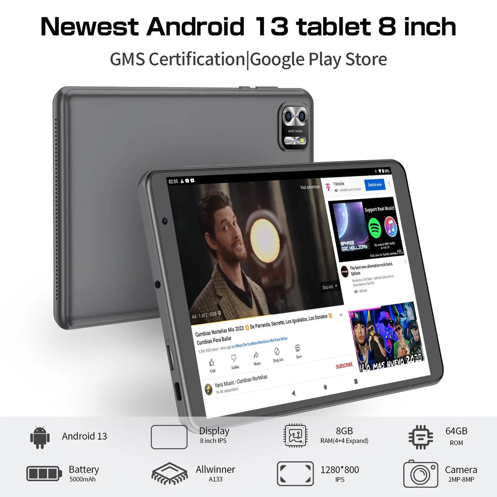 PRITOM 8 Inch Tablet Android 13, 8GB(4+4 Expand) RAM 64GB ROM,1TB Expand,1280x800 IPS Screen 5000MAH Battery,Dual Camera, WiFi Lootquake LLC