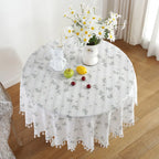 Cotton Table Cloth Round Tablecloth with Tassel Dust-Proof Floret Circular Table Cover for Kitchen Dinning Room Tabletop Decor Lootquake LLC