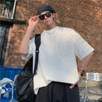Spliced O Neck Short Sleeve Men T Shirt Summer Korean Harajuku Fashion Casual 2xl Oversized Clothing Black White Streetwear Tops Lootquake LLC