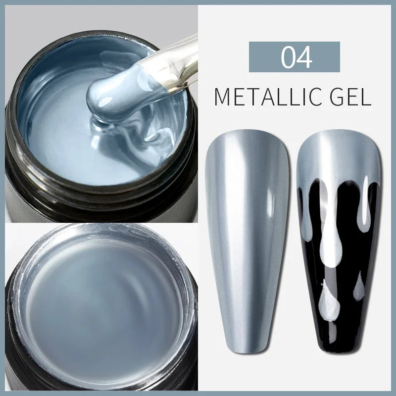 5ML Gold Silver Metallic Liner Paint Gel Polish Chrome Mirror Metal Effect Super Bright French UV LED Semi Permanent Nail Gel Lootquake LLC