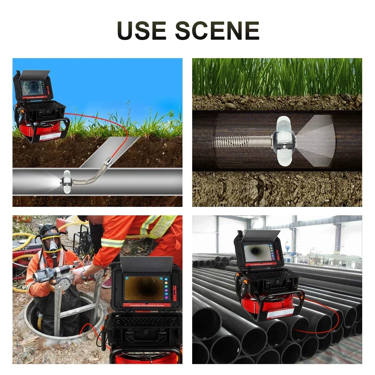 Pipe Inspection Camera 10.1inch1080P Screen,SYANSPAN Sewer Endonscope Self-Leveling 512HZ Sonde/Transmitter Meter Counter 30/50M Lootquake LLC