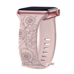 Apple Watch Silicone Strap - Floral Engraved, Soft and Waterproof