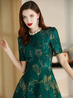 Women Summer Long Dress Elegant Boho Floral Jacquard Flower Dress Irregular Evening Party Dress Lady Ball Gown