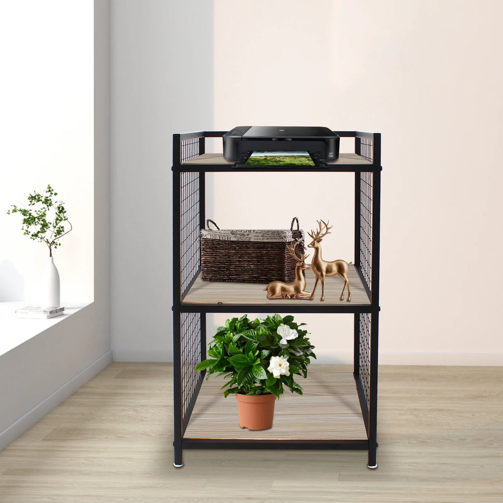 3-Tier Printer Stand Solid Wood & Iron, 44lbs Capacity, Space-Saving Design, Ideal for Office & Home Storage, Durable & Stylish Lootquake LLC