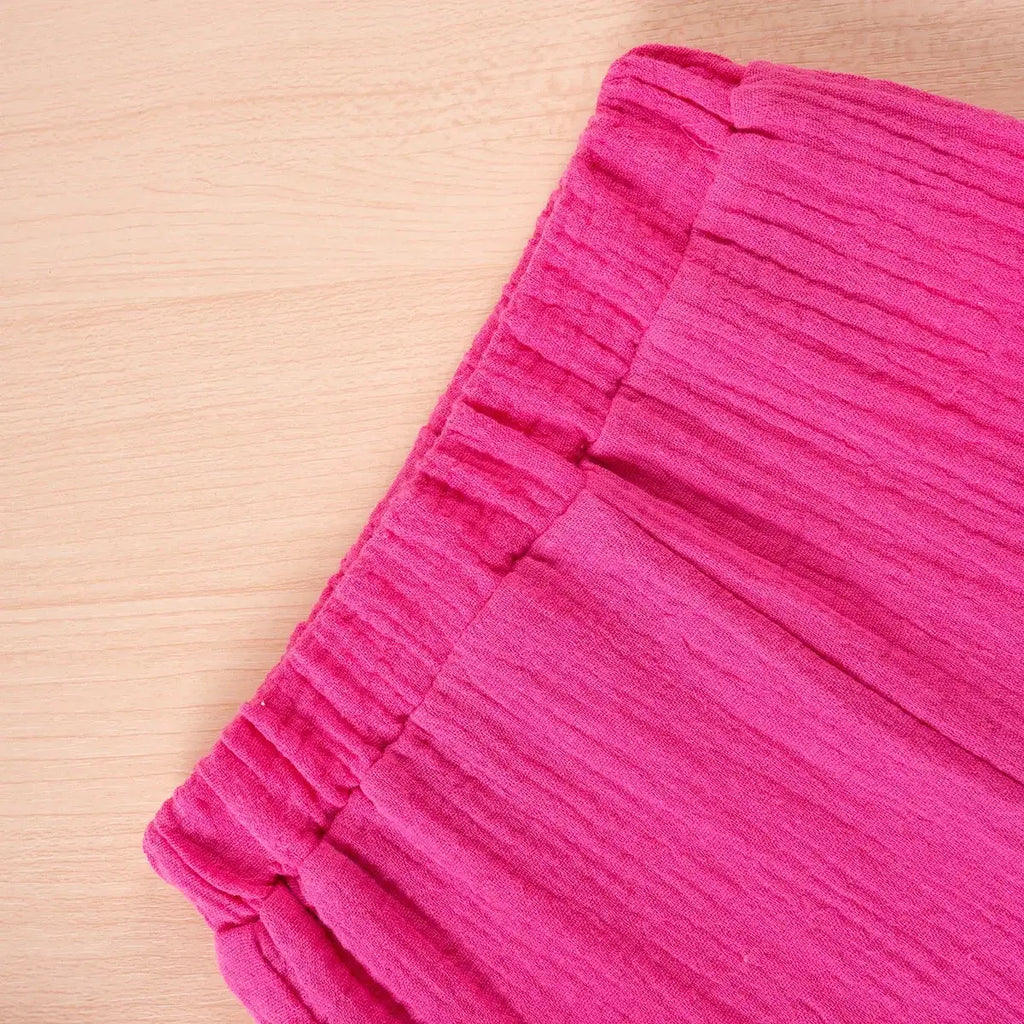 Summer Kids Cotton Casual 2pcs Toddler Girls Solid Color Sleeveless Top + Ruffle Pants Set Comfortable Fashion Hot Sale