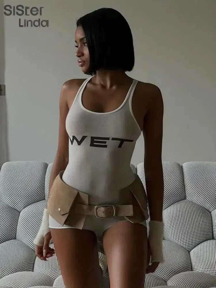 Authentic Casual Women's Jumpsuit Shorts Popular In Summer 2024 Suspender Low Cut And Backless Sleeveless Top Paired With Shorts