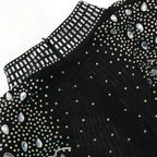 CM.YAYA Women Mesh See Through Long Sleeve Diamonds Hot Rhinestones Mermaid Long Dress Fall Evening Sexy Party Dresses Vestidos
